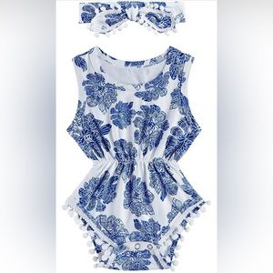 Blue and white baby outfit